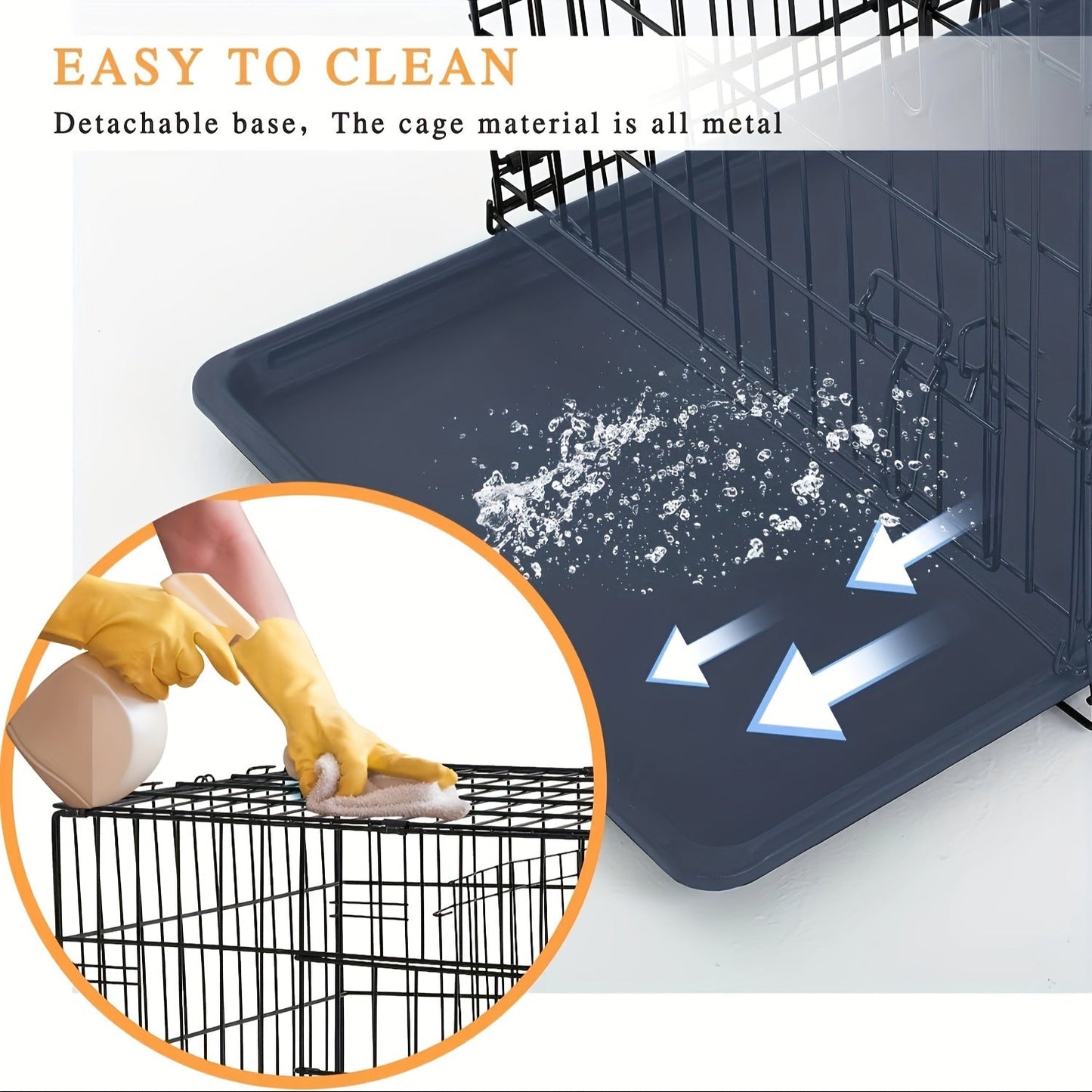 Foldable Metal Wire Dog Crate for Small Dogs & Rabbits – Adjustable Divider Panel, Leak-Proof Plastic Pan, Indoor Outdoor Pet Kennel for Chihuahuas Toy Breeds Small Animals, Multiple Sizes