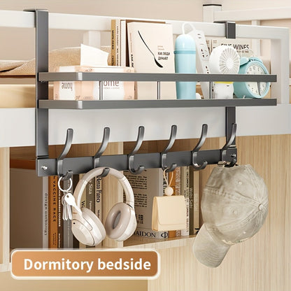 Over-the-Door Storage Rack Heavy Duty Metal Hooks | No Tools Required 4 to 8 Hooks | Bedroom Bathroom Kitchen Closet Door Organizer Hanger | Black Gray | 14 to 24 Inch
