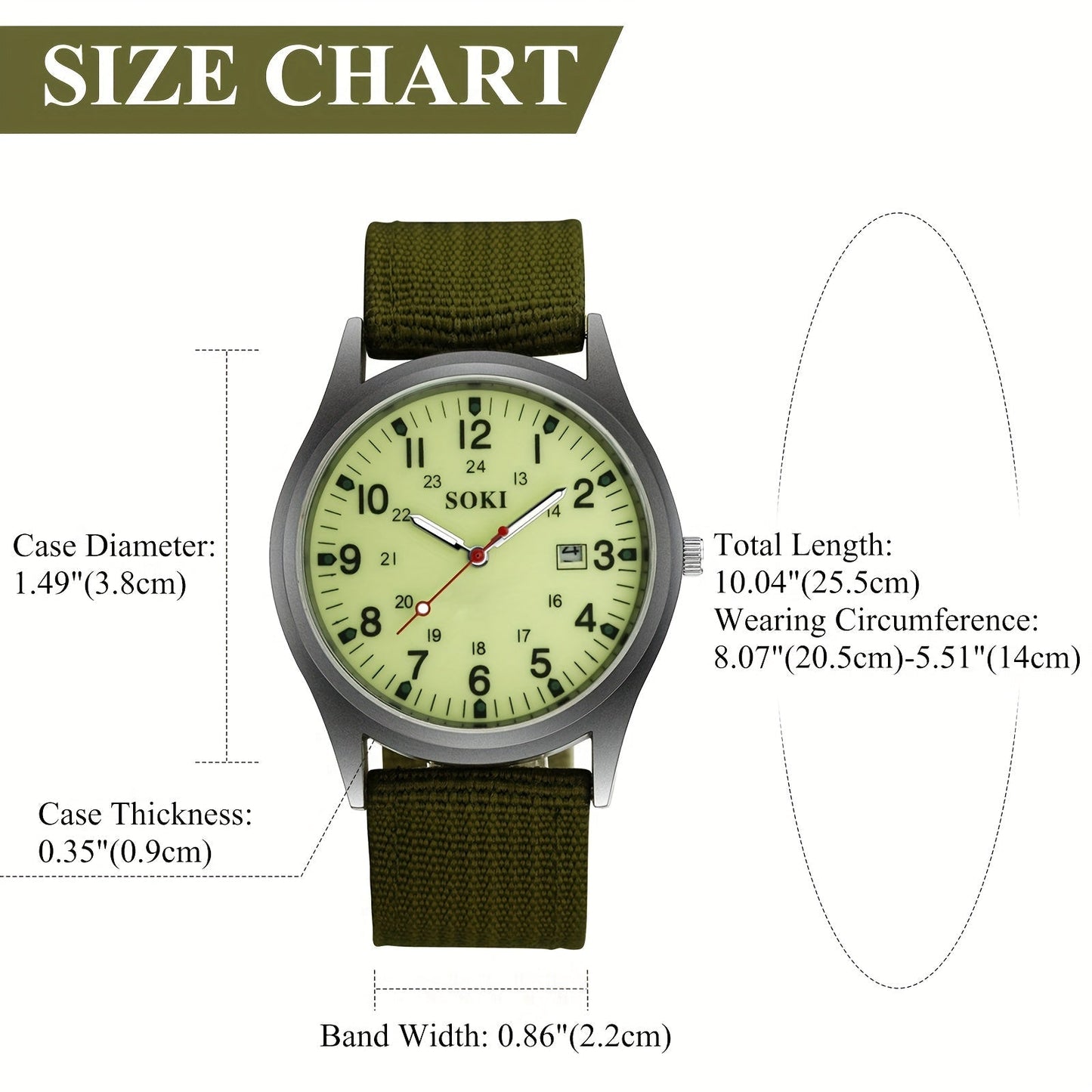 Men's Minimalist Nylon Strap Quartz Watch - Casual Analog Wristwatch with Luminous Dial, 24-Hour Calendar & Stainless Steel Case, Everyday Sport Field Watch for Men, Great Gift