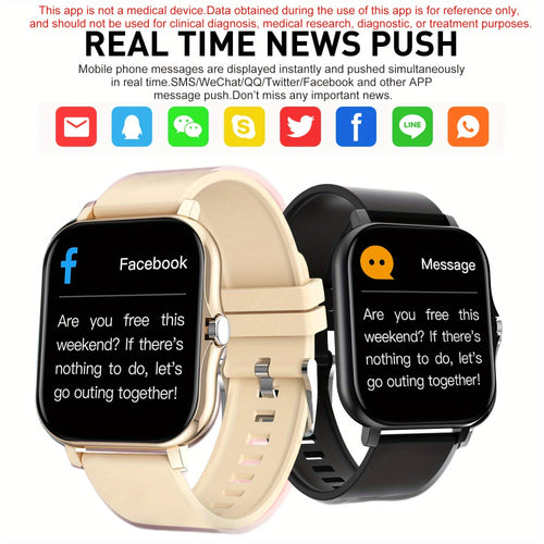 Smart Watch with Call & SMS for Android iPhone – Fitness Tracker with Heart Rate Monitor, Pedometer, Calorie Counter, Multi-Sport Modes, Customizable Watch Faces, Unisex Design, Black Pink Gold