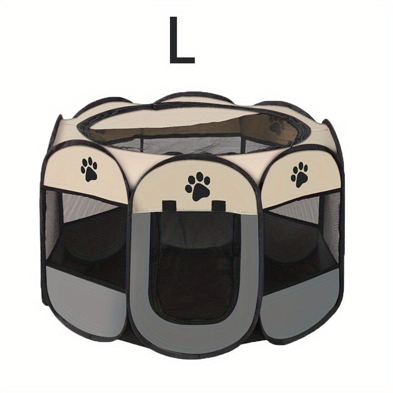 Portable Foldable Pet Playpen with Zipper Gate – 3 Sizes S/M/L Collapsible Mesh Enclosure for Cats, Dogs, Puppies & Kittens, Scratch-Resistant Indoor Outdoor Pet Fence Play Yard