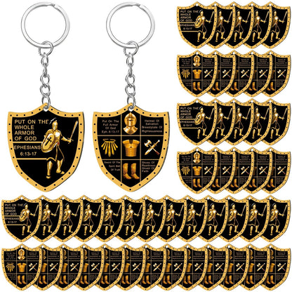 36Pcs Christian Armor of God Bulk Keychains Religious Christmas Gifts for Men Military Knight Acrylic Zinc Alloy Party Favors Church Giveaways