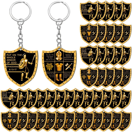 36Pcs Christian Armor of God Bulk Keychains Religious Christmas Gifts for Men Military Knight Acrylic Zinc Alloy Party Favors Church Giveaways