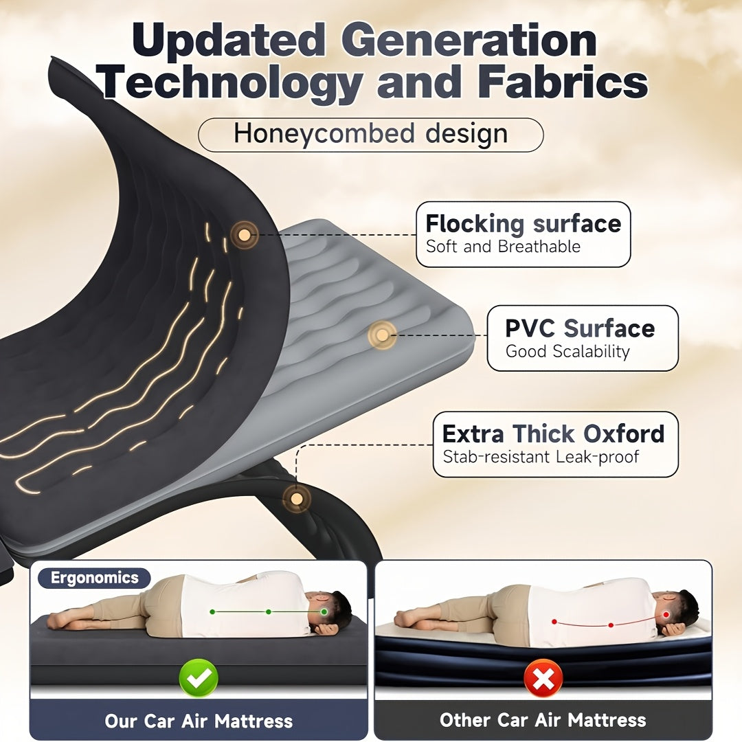 Inflatable Car Mattress for Back Seat SUV Truck MPV – Portable Air Bed with 2 Pillows for Camping Road Trips Outdoor Travel Dark Blue