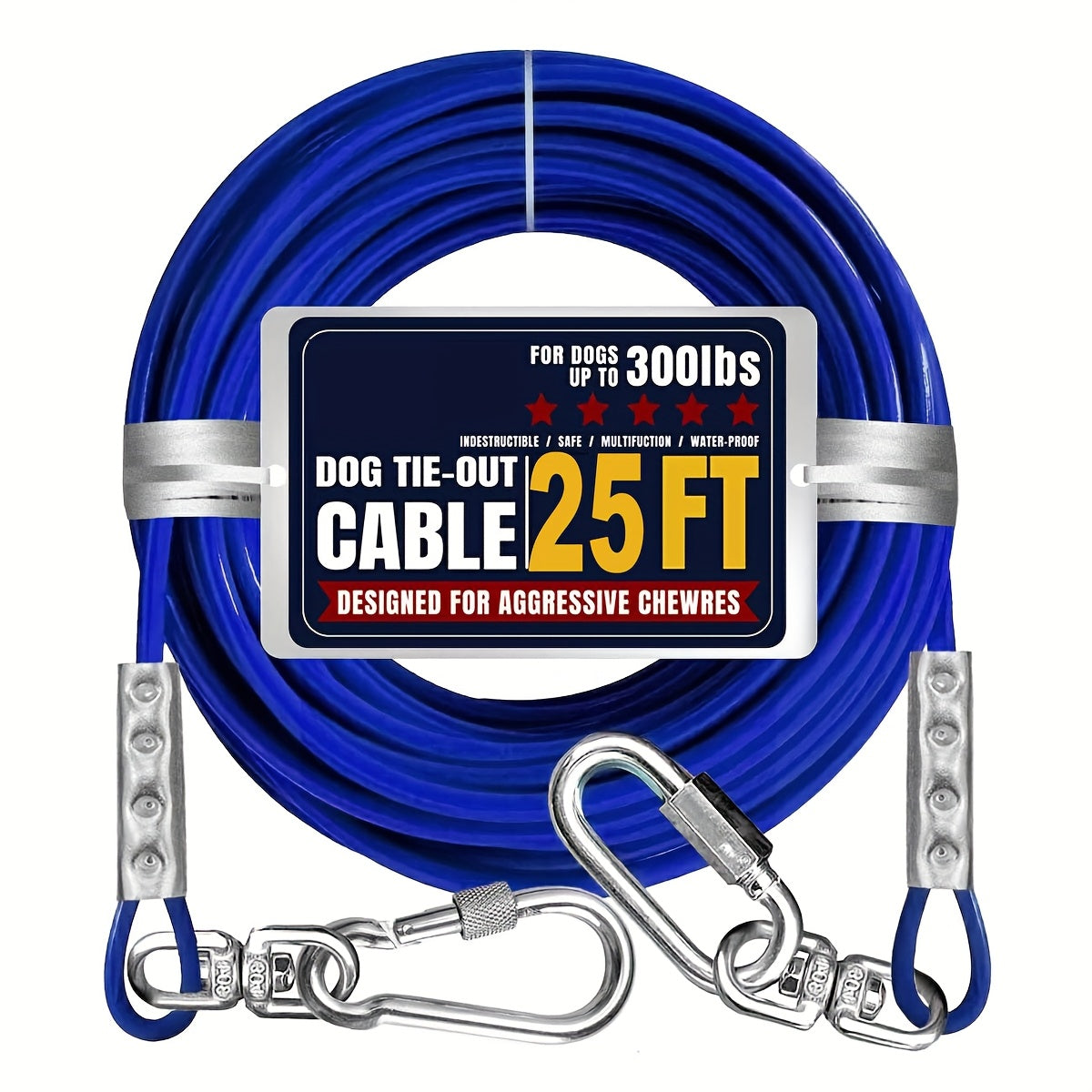 Heavy Duty Dog Tie-Out Cable for Large Dogs Up to 300 LBS Steel Wire Yard Runner Leash with Swivel Hooks - Outdoor Dog Run Cable for Yard in Blue Magenta Black S/M/L