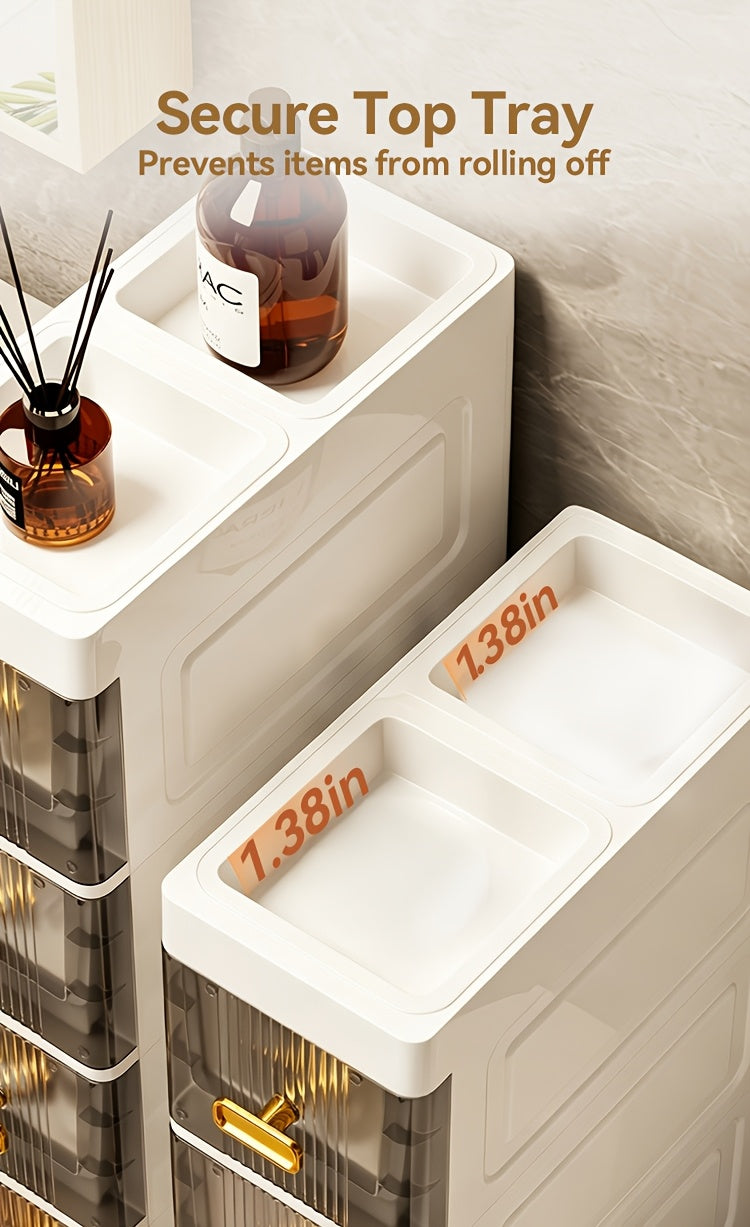 Slim Rolling Storage Cabinet with Drawers and Wheels Waterproof PP Organizer 3 4 5 6 Tier for Bathroom Kitchen Bedroom Small Spaces – Narrow Drawer Unit