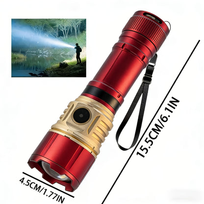 Tactical Flashlight with Fresnel Fire Starter – 4500 Lumen Aluminum Alloy, 1000m Beam, Rechargeable 21700 3000mAh Battery, Portable Compact High Brightness for Camping, Survival & Emergency