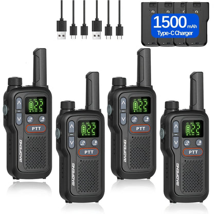 BAOFENG Walkie Talkies for Adults Long Range – 22 FRS Channels, VOX Hands-Free, USB-C Rechargeable Li-ion Battery, LCD Display, Built-in Flashlight, 2-3 Mile Range for Hiking, Camping & Family Outdoor Use