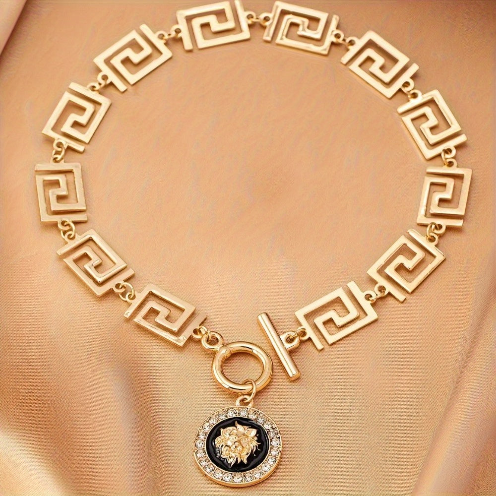 Gold Bohemian Lion Head Pendant Anklet for Women – Stainless Steel Black Ankle Chain Bracelet, Boho Beach Summer Foot Jewelry with Gift Bag, Casual Fashion Accessory for Daily Wear and Vacation
