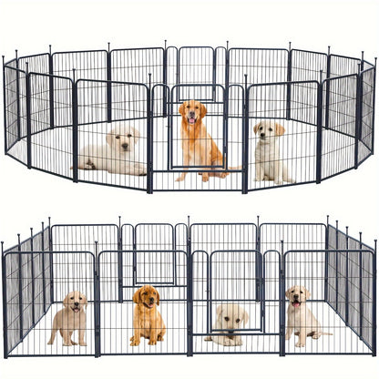 Outdoor Dog Playpen 8 Panels 32 Inch Hammer Design – Pre-Assembled Garden Dog Enclosure for Small to Medium Dogs, Yard Fence Barrier, Expandable Animal Pen
