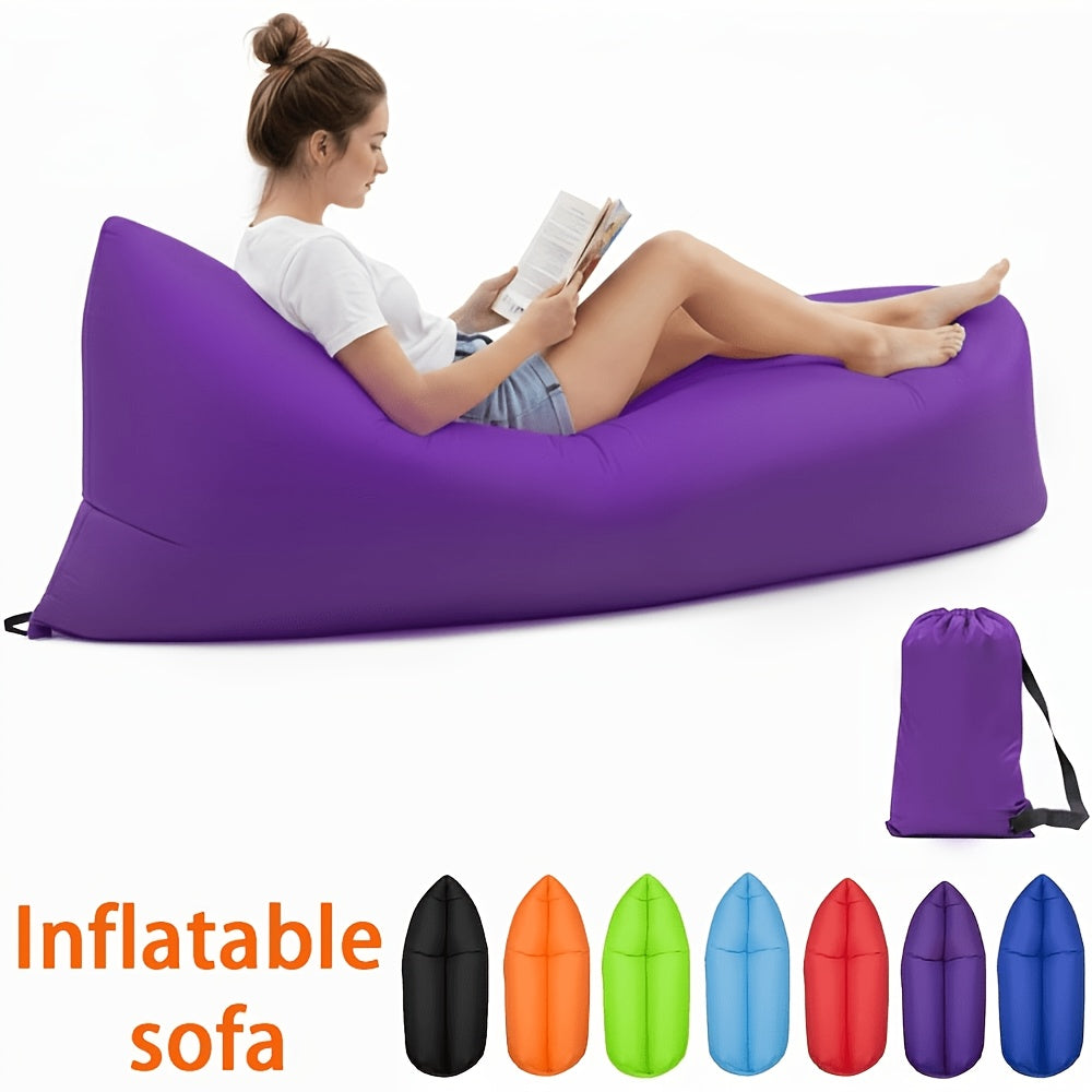 Foldable Inflatable Sofa Lounge Chair Portable Lazy Air Sofa for Camping Beach Music Festivals Outdoor Gatherings Quick Inflation Adults Purple Blue Green Black Red Yellow Orange