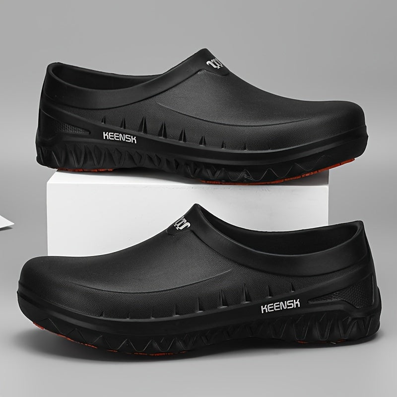 Men's Non-Slip Chef Shoes - Slip-Resistant Kitchen Work Shoes with Reinforced EVA Sole, Textured Grip and Heel Support for All-Day Comfort, Low-Top Sneakers for Professional Chefs and Commercial Kitchens, Black