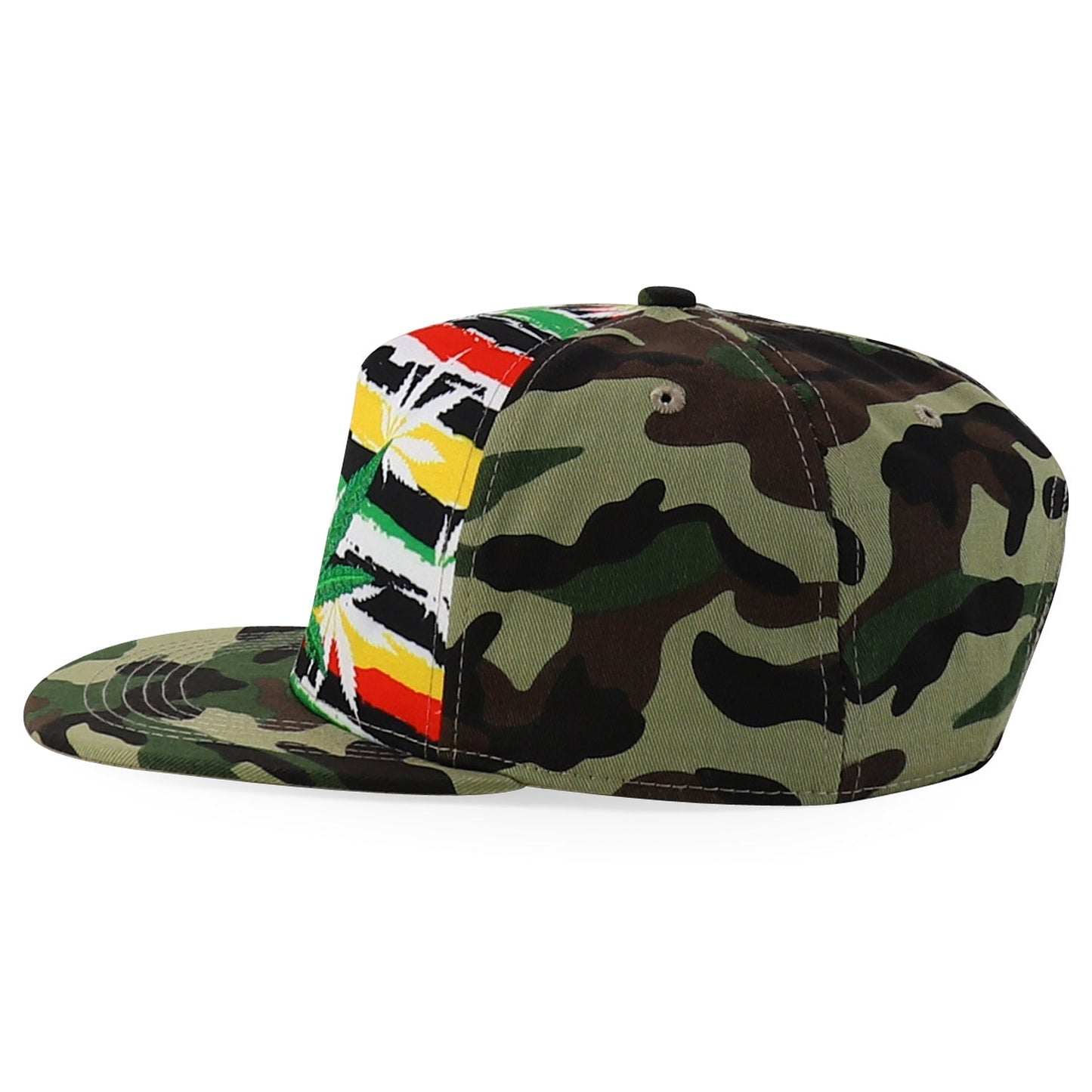 Rasta MJ Leaf 3D Embroidered Flat Bill Snapback Cap – Hip Hop Reggae Hat, Adjustable Snapback, One Size Fits Most, Unisex Streetwear Baseball Cap