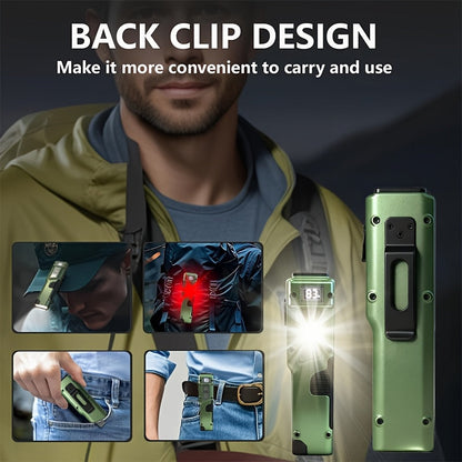 Rechargeable EDC Flat Flashlight 3000 Lumens – Tactical LED UV Flashlight 8 Modes 100M Range, Aluminum Body Digital Display, USB Rechargeable 18650 Battery, Camping Hiking Emergency Gift for Men
