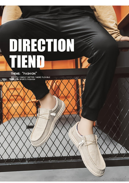 Men's Plus Size Breathable Vintage Canvas Loafers Low-Top Casual Sneakers Round Toe Slip-On Shoes for Outdoor Sports Daily Wear All Seasons Beige Black Blue Brown US 7-13