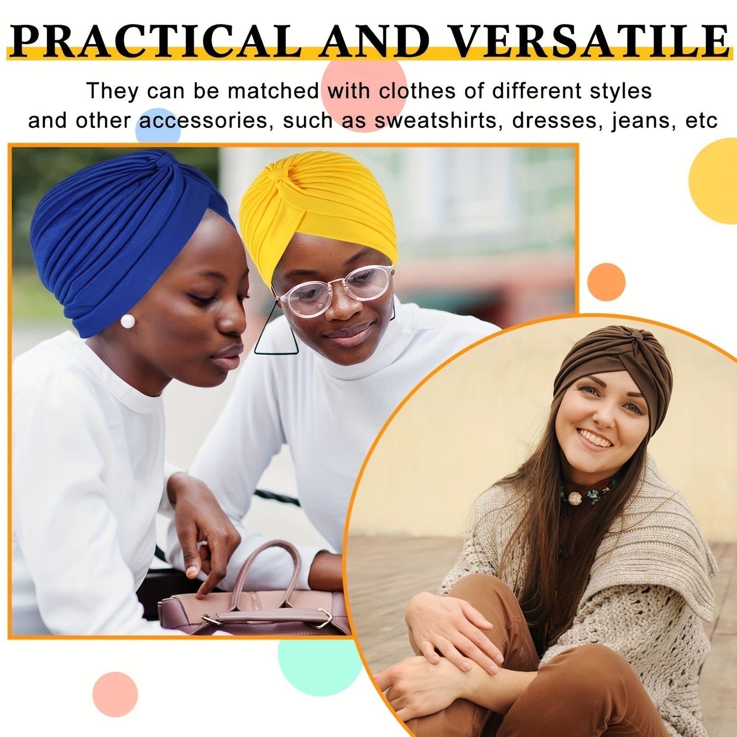 15-Pack Bohemian Turban Head Wraps for Women – Pre-Tied Pleated Head Scarves, Multicolor Twisted Hair Wraps & Beanie Caps, Breathable Ultra-Soft Headbands for Chemo, Hair Loss & Everyday Style