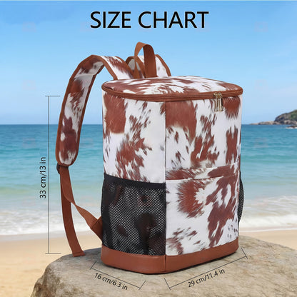 Insulated Cooler Backpack 30 Can Leopard Print with Mesh Pockets & Adjustable Straps - Leakproof Nylon Cooler Bag for Beach Camping Picnic Hiking Travel Daily Use