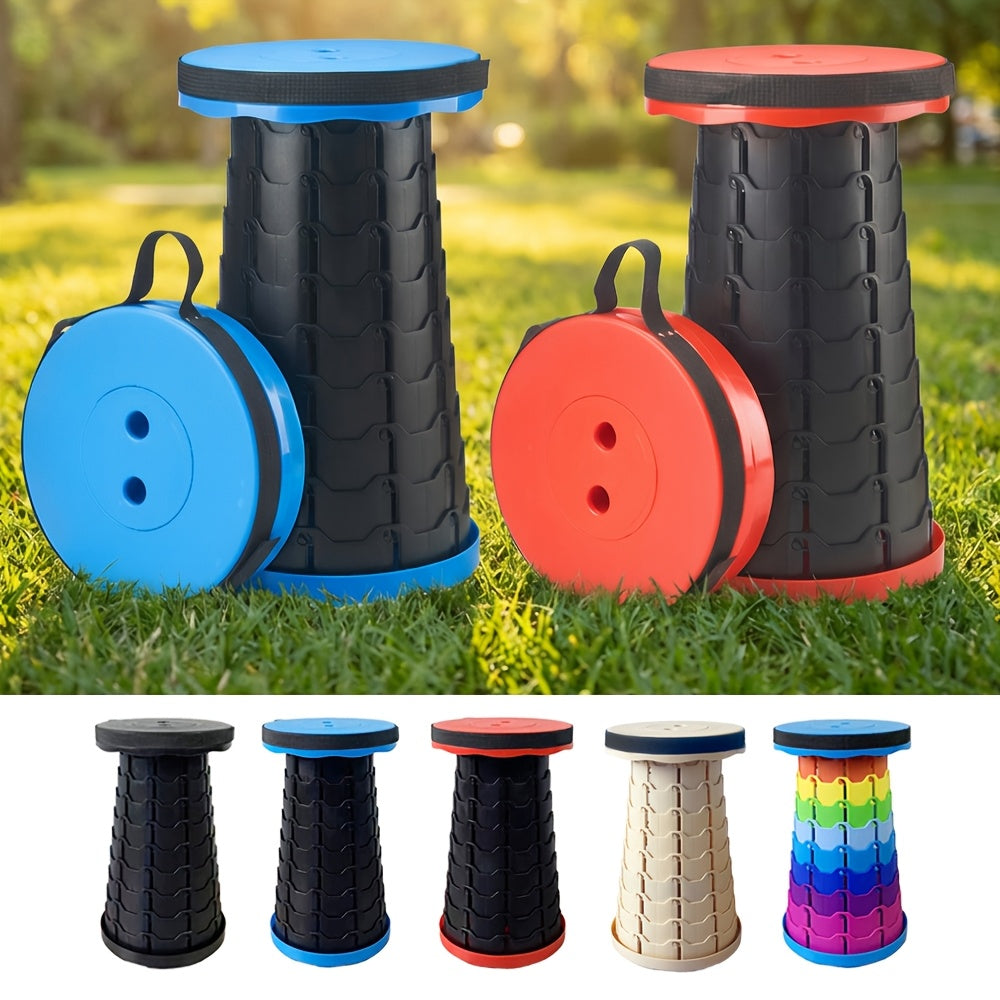 Collapsible Folding Stool 2-Pack 400lbs Capacity Portable Telescoping Retractable Seat for Camping Fishing Hiking Kitchen Outdoors – Lightweight Rainbow Stool – Black