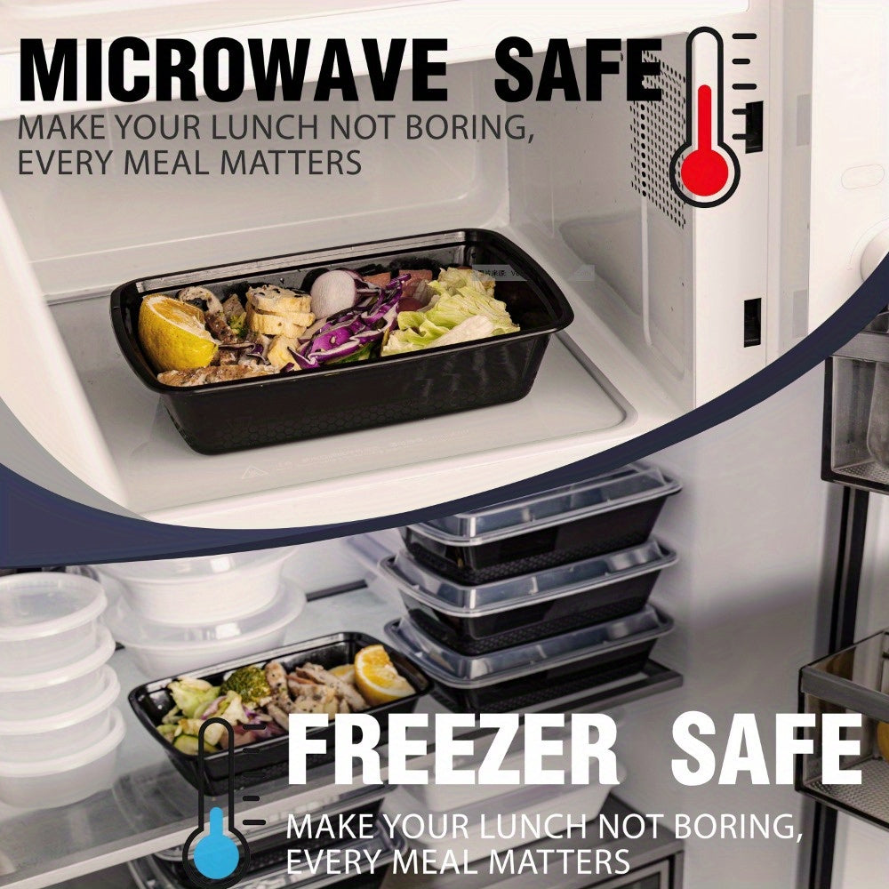 38oz Black Rectangular Meal Prep Containers 100/200 Pack Leakproof Stackable Disposable Food Storage Bento Box BPA Free Microwave Dishwasher Freezer Safe Takeout Lunch Picnic