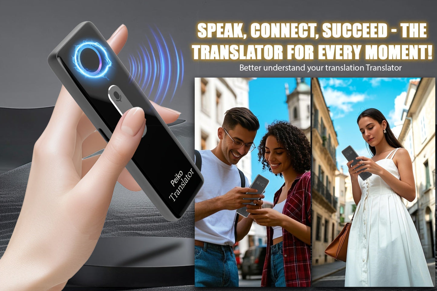 Portable Language Translator Device – Two-Way Instant Voice Translation, 136 Languages, WiFi & Offline Support, High Accuracy AI Translator for Travel, Business, Learning & International Communication