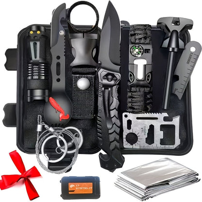 Survival Kit for Men 12 to 115 Piece Emergency Gear Set Flint Fire Starter Multi-Tool – Camping Hiking Hunting Fishing Outdoor Gift for Dad Husband Boyfriend