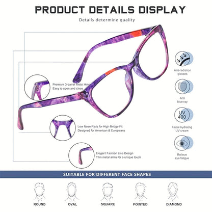 6-Pack Anti-Blue Light Reading Glasses for Men & Women – Spring Hinge, Non-Prescription Farsighted Lenses, Strengths +0.0 to +4.0, Stylish Computer & Phone Readers, Bulk Value Set