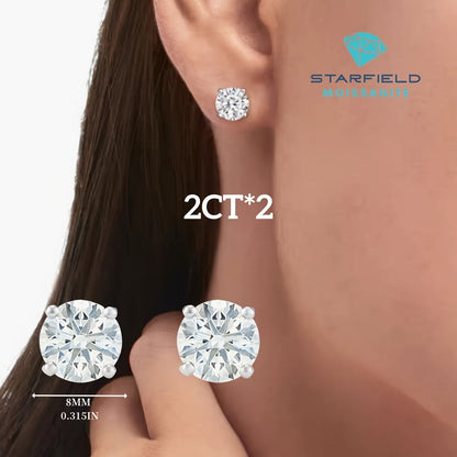 Classic Moissanite Stud Earrings D Color VVS1 S925 Sterling Silver – GRA Certified Lab Diamond Studs in 0.5CT to 5CT Per Ear, Ideal Gift for Birthday, Mother's Day & Wedding, Includes Velvet Pouch & Polishing Cloth