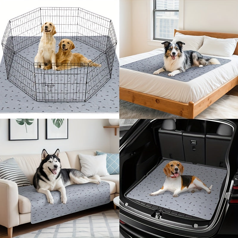 Washable Reusable Dog Pee Pads with Bone Print – Non-Slip Leakproof Absorbent Puppy Training Pads, Machine Washable Whelping Pads for Couch Crate Playpen Potty Training, Multiple Sizes