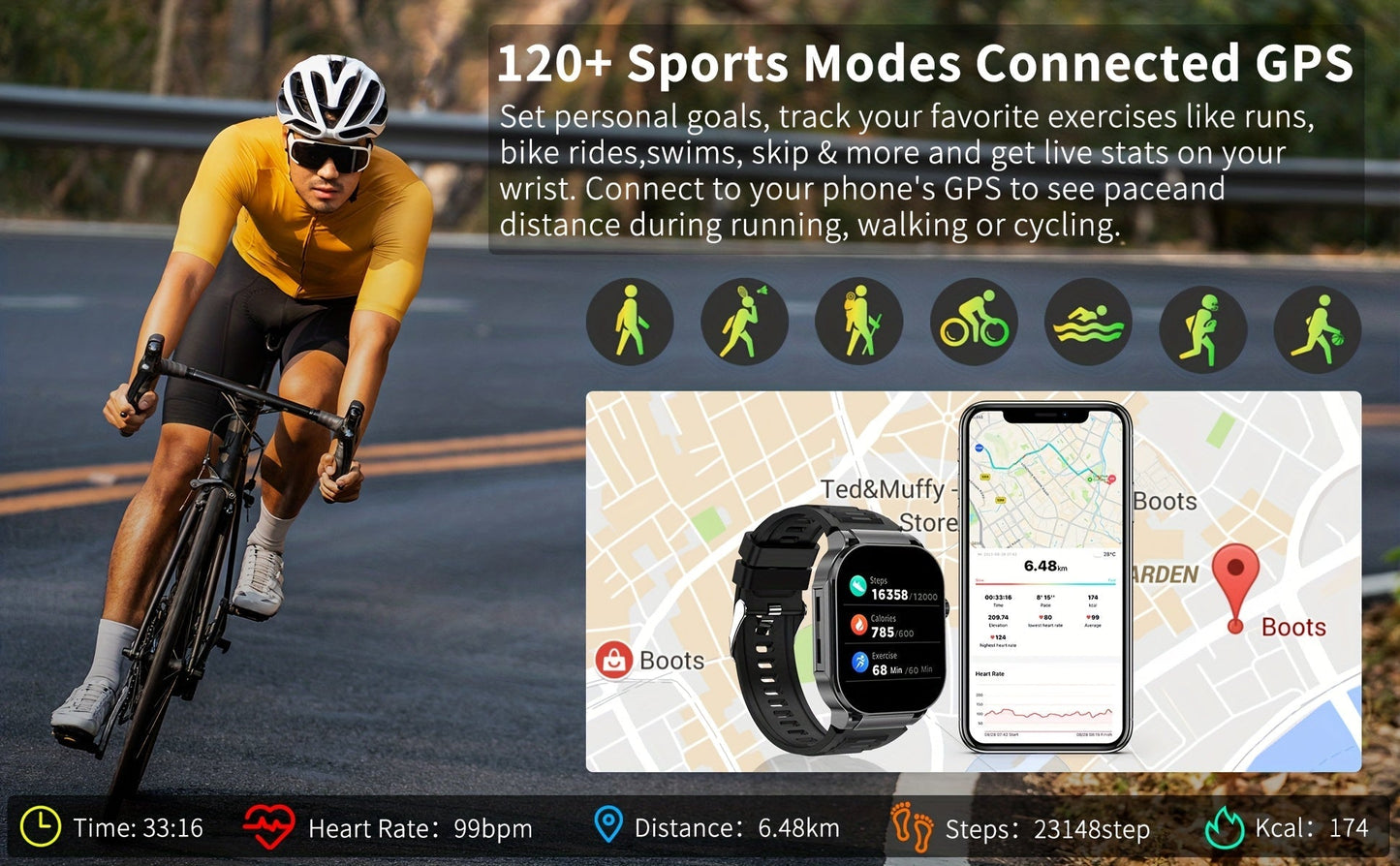 Smartwatch 2.1" HD Full Screen Display Bluetooth 5.3 with AI Voice Command, 400mAh Battery, Wireless Calls & SMS Alerts, 123+ Sports Modes, Music Playback & Social Sharing – Fashion Smart Watch for Men & Women