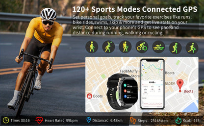 Smartwatch 2.1" HD Full Screen Display Bluetooth 5.3 with AI Voice Command, 400mAh Battery, Wireless Calls & SMS Alerts, 123+ Sports Modes, Music Playback & Social Sharing – Fashion Smart Watch for Men & Women