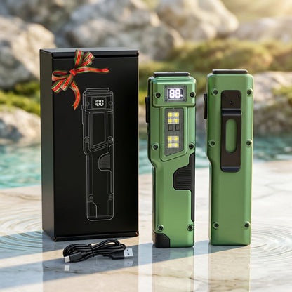 Rechargeable EDC Flat Flashlight 3000 Lumens – Tactical LED UV Flashlight 8 Modes 100M Range, Aluminum Body Digital Display, USB Rechargeable 18650 Battery, Camping Hiking Emergency Gift for Men