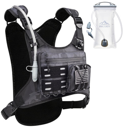 Running Hydration Vest with 3L Water Bladder Lightweight Adjustable Chest Pack Reflective Gear Holder for Men Women Marathon Trail Running Hiking Black Gray Camo Olive