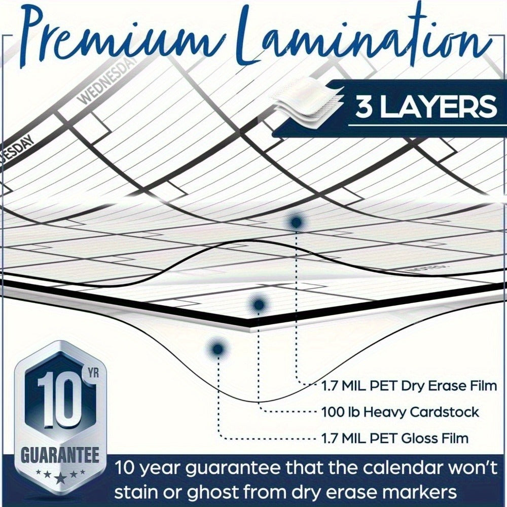 A3 Large Erasable Whiteboard Calendar – Reusable Dry Erase Monthly & Weekly Wall Planner for Office, Home & School, Includes Markers, Family Schedule, Gym & Yoga Planner