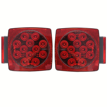 12V LED Trailer Lights Kit Stop Tail Turn Signal License Plate Light for Trailers Under 80" - Square Trailer Tail Lights for Boat Trailer Truck RV Camper Marine with Wiring Options