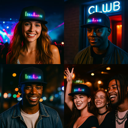Programmable LED Hat with Scrollable Text & Animated Patterns – App-Controlled, Adjustable Woven Baseball Cap for Men, Black, Perfect for Parties, Festivals & Holidays