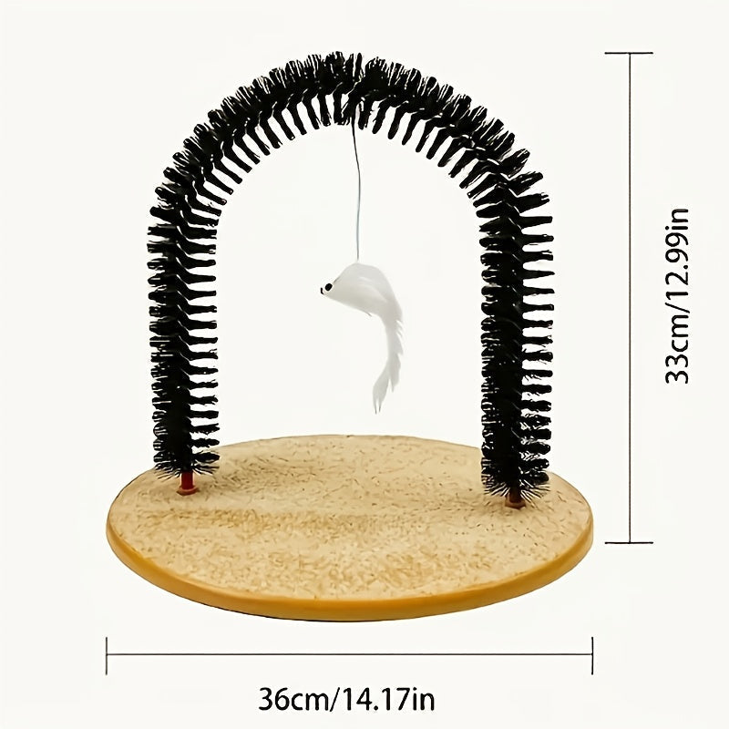Cat Arch Self-Grooming Massage Toy – Interactive Scratch, Rub & Groom Tool for Cats & Kittens, Plastic Bristle Arch, 13 Inch, Stress Relief & Entertainment for Indoor Cats