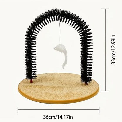 Cat Arch Self-Grooming Massage Toy – Interactive Scratch, Rub & Groom Tool for Cats & Kittens, Plastic Bristle Arch, 13 Inch, Stress Relief & Entertainment for Indoor Cats