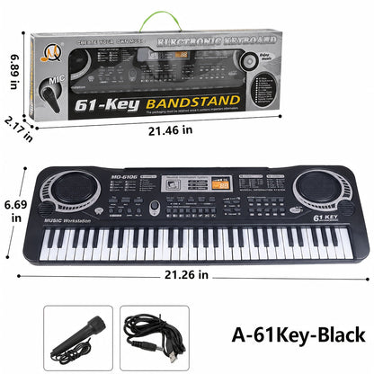61-Key Electronic Piano Keyboard for Beginners - Built-In Microphone, Printed Music Sheets & USB Power, Complete Starter Kit for Kids & Adults, Perfect Birthday Gift for Music Lovers