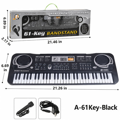 61-Key Electronic Piano Keyboard for Beginners - Built-In Microphone, Printed Music Sheets & USB Power, Complete Starter Kit for Kids & Adults, Perfect Birthday Gift for Music Lovers