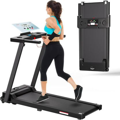 Portable Foldable Treadmill 3.0 HP with 300 LBS Capacity & Handle Bar – Compact Folding Walking Running Treadmill with LED Display for Home Office, Small Space Cardio Fitness Equipment