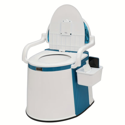 Portable Camping Toilet with Backrest & Handrails – 5 Gallon Detachable Bucket 350 lb Capacity Lightweight Commode for RV Boat Travel Camping
