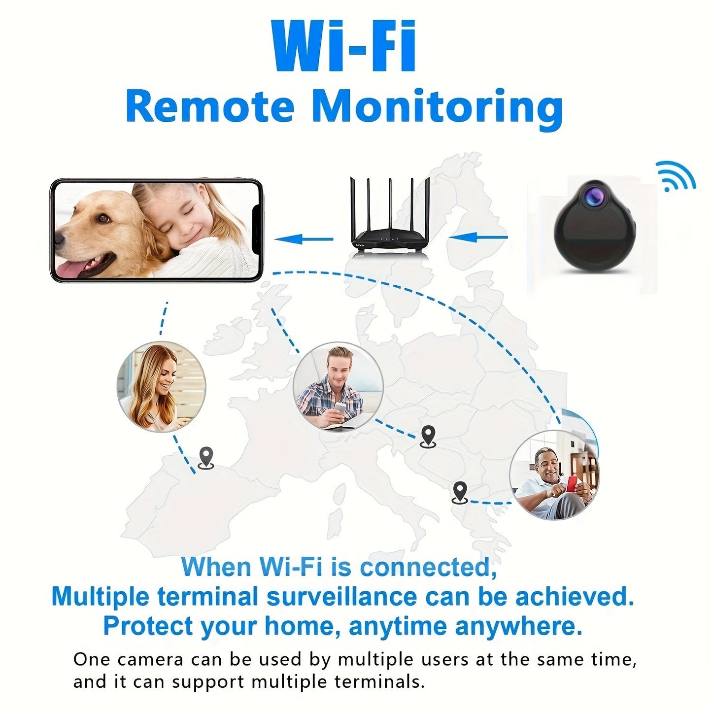 WiFi Mini Body Camera Wearable Micro Cam Motion Detection Video Voice Recording Home Security Nanny Cam – Built-in Battery Wireless Remote Monitoring via Smartphone