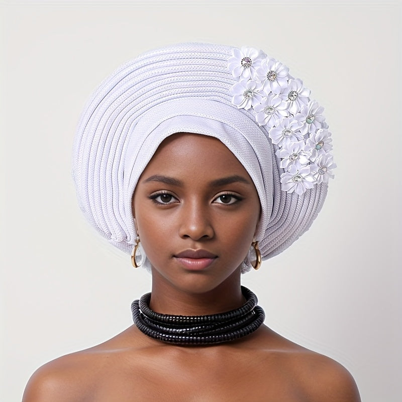 African Nigerian Gele Hat Layered Applique Headpiece Women Wedding Tea Party Fascinator Traditional Headwear 15 Colors Mother's Day Gift