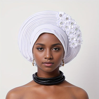 African Nigerian Gele Hat Layered Applique Headpiece Women Wedding Tea Party Fascinator Traditional Headwear 15 Colors Mother's Day Gift
