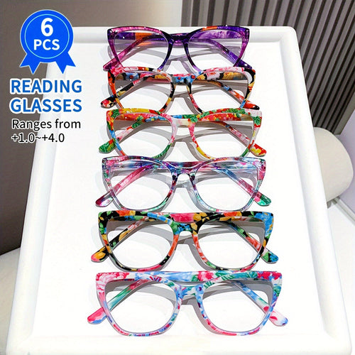 6-Pack Anti-Blue Light Reading Glasses for Men & Women – Spring Hinge, Non-Prescription Farsighted Lenses, Strengths +0.0 to +4.0, Stylish Computer & Phone Readers, Bulk Value Set