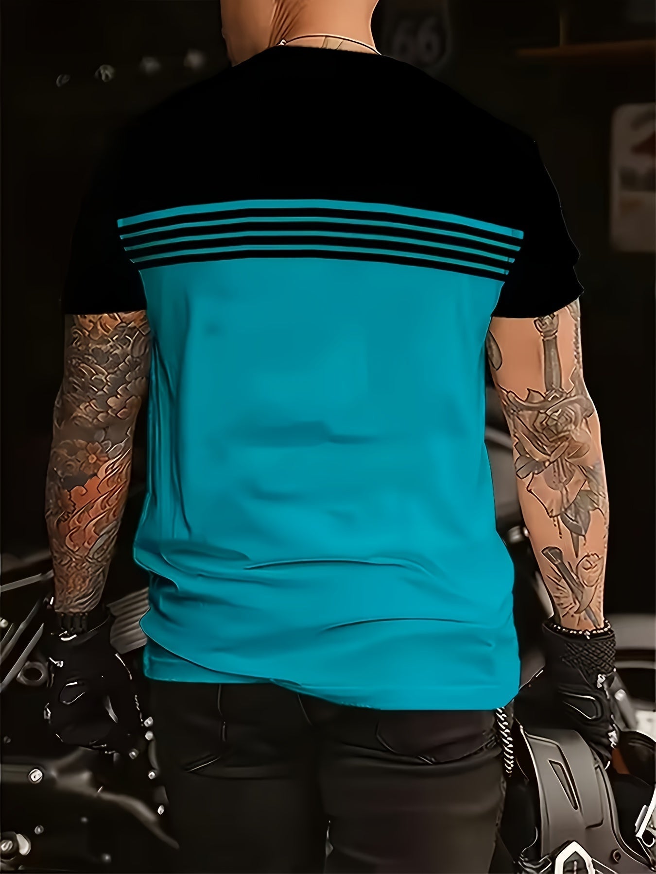 3-Pack Men's Moisture-Wicking Breathable T-Shirts – Vertical Stripe Sleeve Athletic Tees for Gym, Beach, Office & Semi-Formal Wear, Solid Color Round Neck, Machine Washable, Sizes S–XXXL
