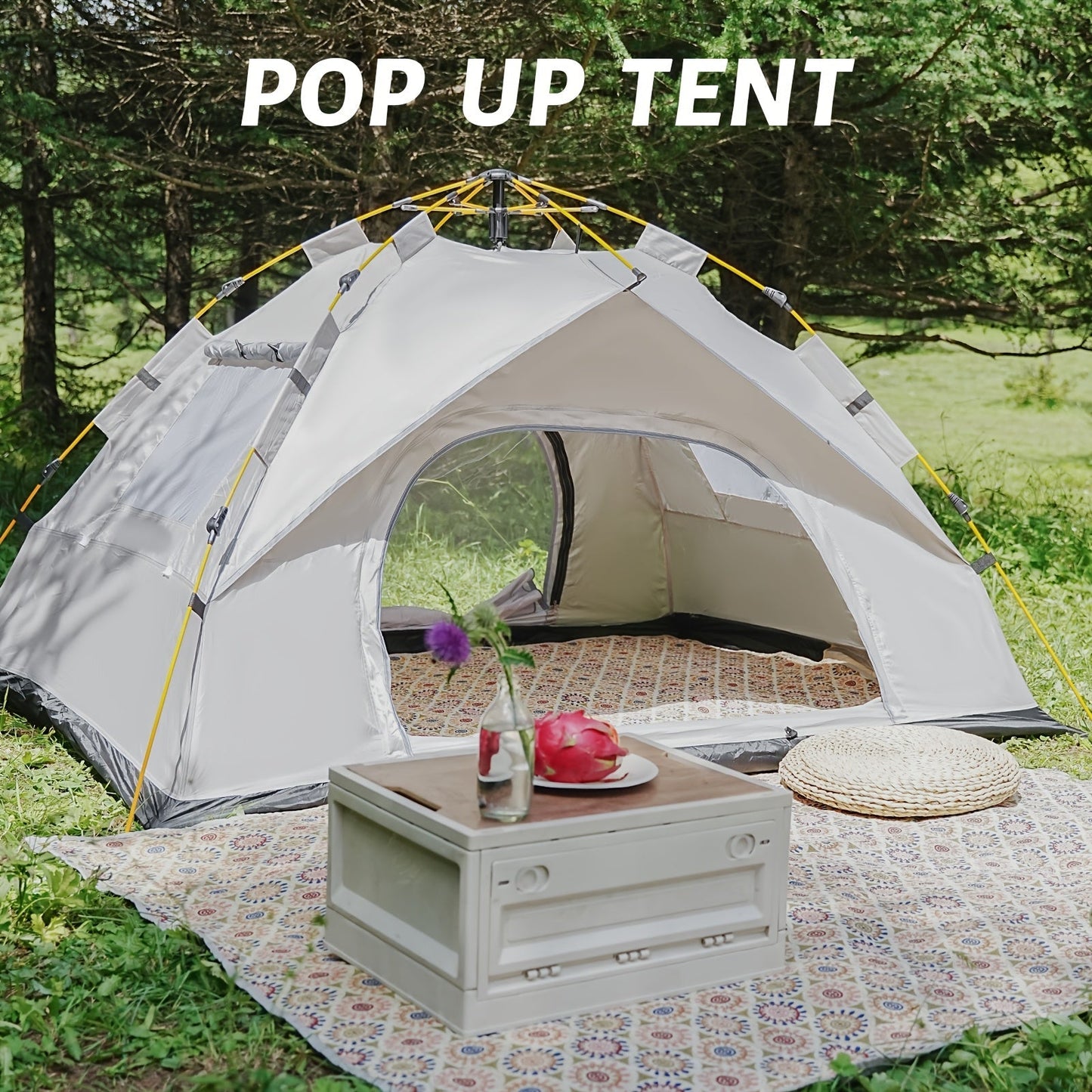 Automatic Instant Setup Camping Tent 1-4 Person All-Season Windproof Lightweight Tent with Dual Doors & Mesh Windows for Camping Hiking Travel – Durable Portable Outdoor Shelter