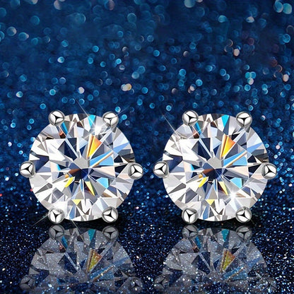 S925 Sterling Silver Moissanite Stud Earrings for Women – Vintage Elegant Style, 0.5CT 1CT 2CT 3CT, Gold & Silver, Daily Wear & Party Jewelry Gift
