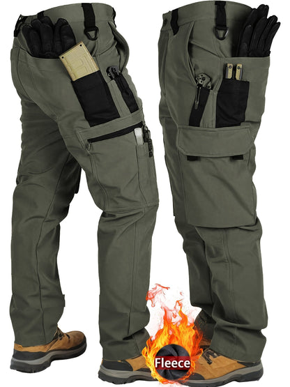 Men's Tactical Winter Pants Heavy-Duty Thickened Insulated Work Pants, 300g/m² 100% Polyester MOLLE System Multi-Pocket Baggy Snow Pants for Hiking Hunting Construction Outdoor
