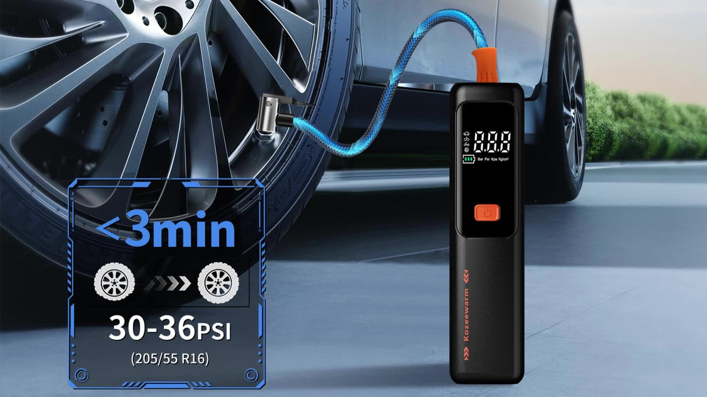 Cordless Tire Inflator Portable Air Compressor with Digital Pressure Gauge, USB Rechargeable, 3X Fast Inflation for Car, SUV, Truck, Bike, Motorcycle, Ball & Sports Equipment – Compact Auto Air Pump